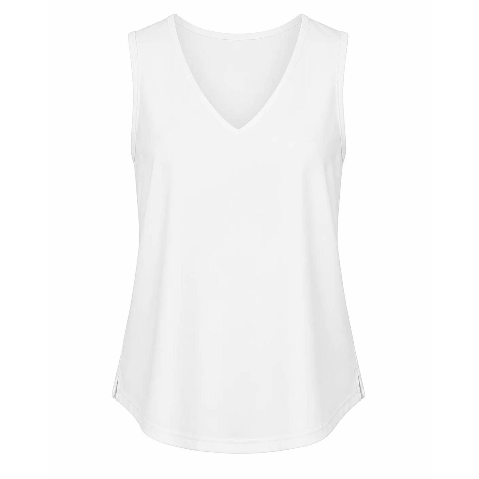 New Lulu-B Women's V-Neck Upf 50+ Cooling Sleeveless Travel Tank In White